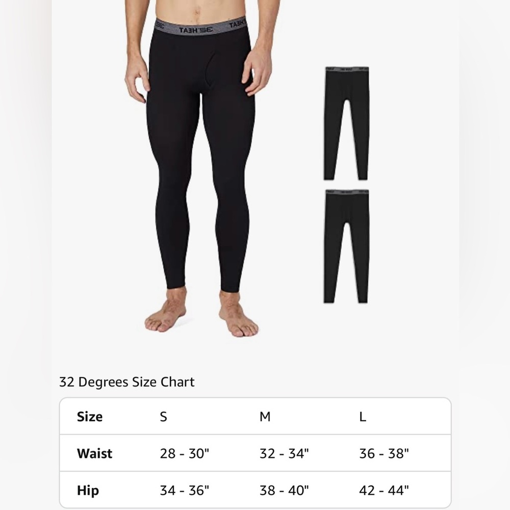 32 Degrees Men's 2-Pack Performance Lightweight Thermal Baselayer Legging Pant - Picture 6 of 10